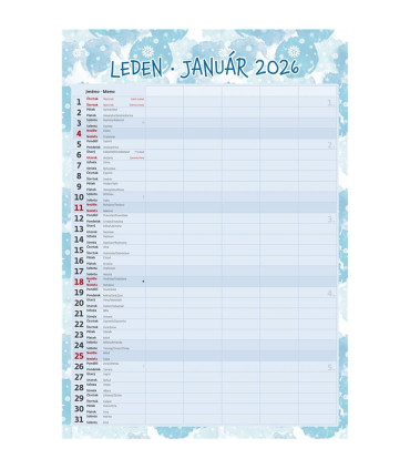 Nástěnný kalendář 2026 Rodinný plánovač