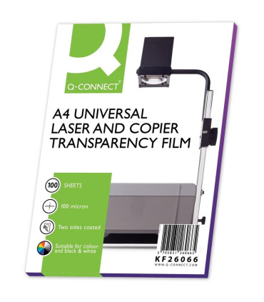 Fólie Q-Connect - A4 (KF26066), 100 mic, oboustranná, laserový tisk, kopírování, 100 ks