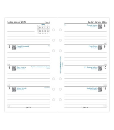 Náhradní náplň diáře Filofax - A6, týden na 2 strany